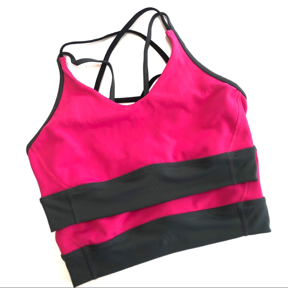 Bundle of 2 fuschia and gray adidas sport bras